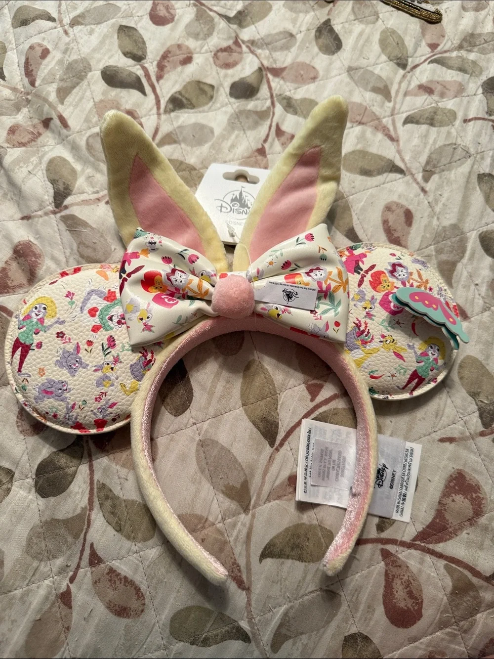 Disney Pastel Bunny-Ear Minnie Headband with Princess Print Bow